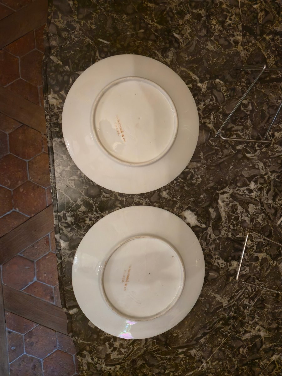 Pair Of Plates In Porcelain Of Paris With Night-blue And Gold Decoration - Manufacture Ed. Honoré & C-photo-3