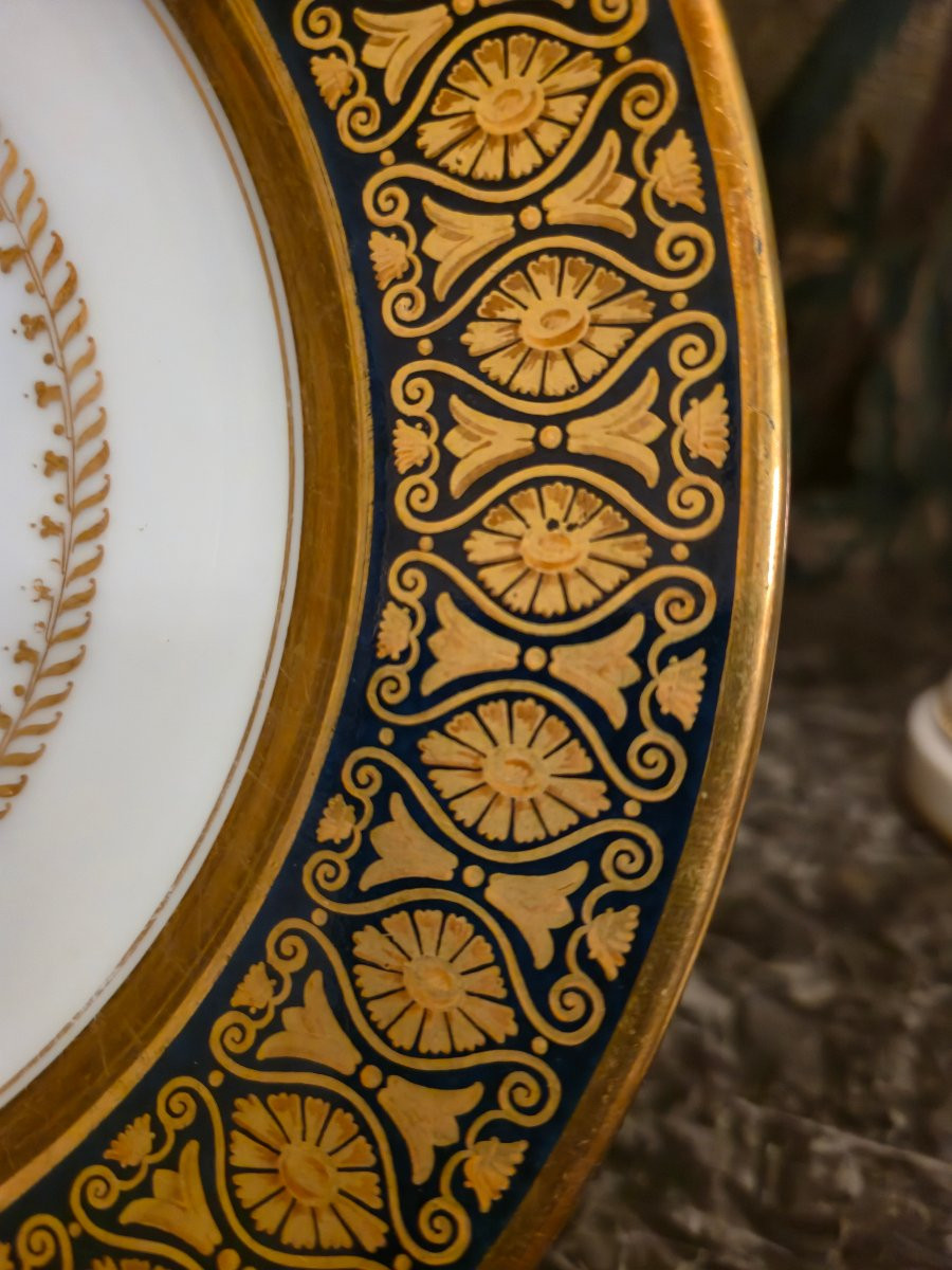 Pair Of Porcelain Plates From Paris, Manufacture Ed. Honoré & Cie - Louis XVIII Period,-photo-4