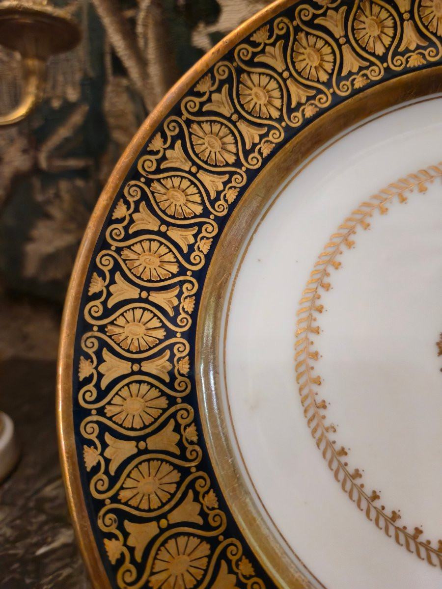 Pair Of Porcelain Plates From Paris, Manufacture Ed. Honoré & Cie - Louis XVIII Period,-photo-1