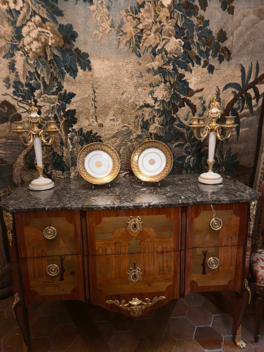 Pair Of Porcelain Plates From Paris, Manufacture Ed. Honoré & Cie - Louis XVIII Period,-photo-6