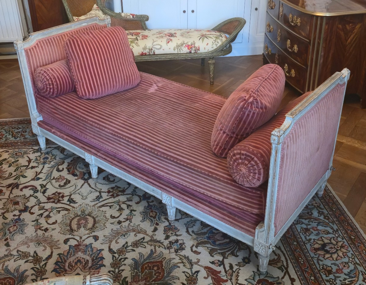 Louis XVI Style Reclining Bed With 18th Century Elements, Formerly Reassembled.