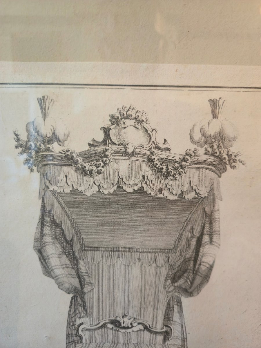 Pair Of Engraved Plates After Jean-charles Delafosse - Angel Bed And Italian Bed,-photo-2