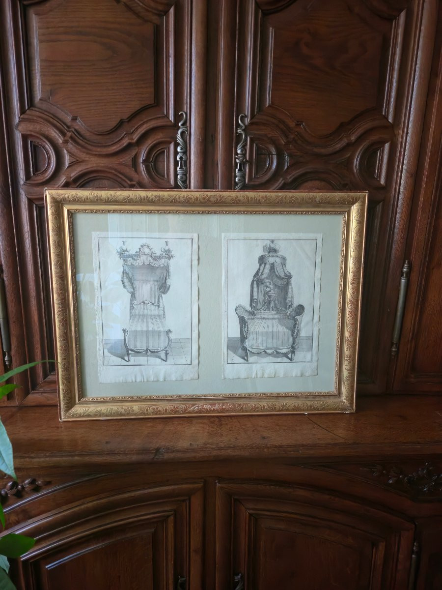 Pair Of Engraved Plates After Jean-charles Delafosse - Angel Bed And Italian Bed,-photo-6