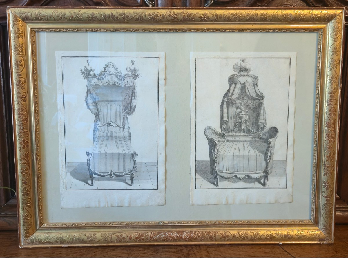 Pair Of Engraved Plates After Jean-charles Delafosse - Angel Bed And Italian Bed,
