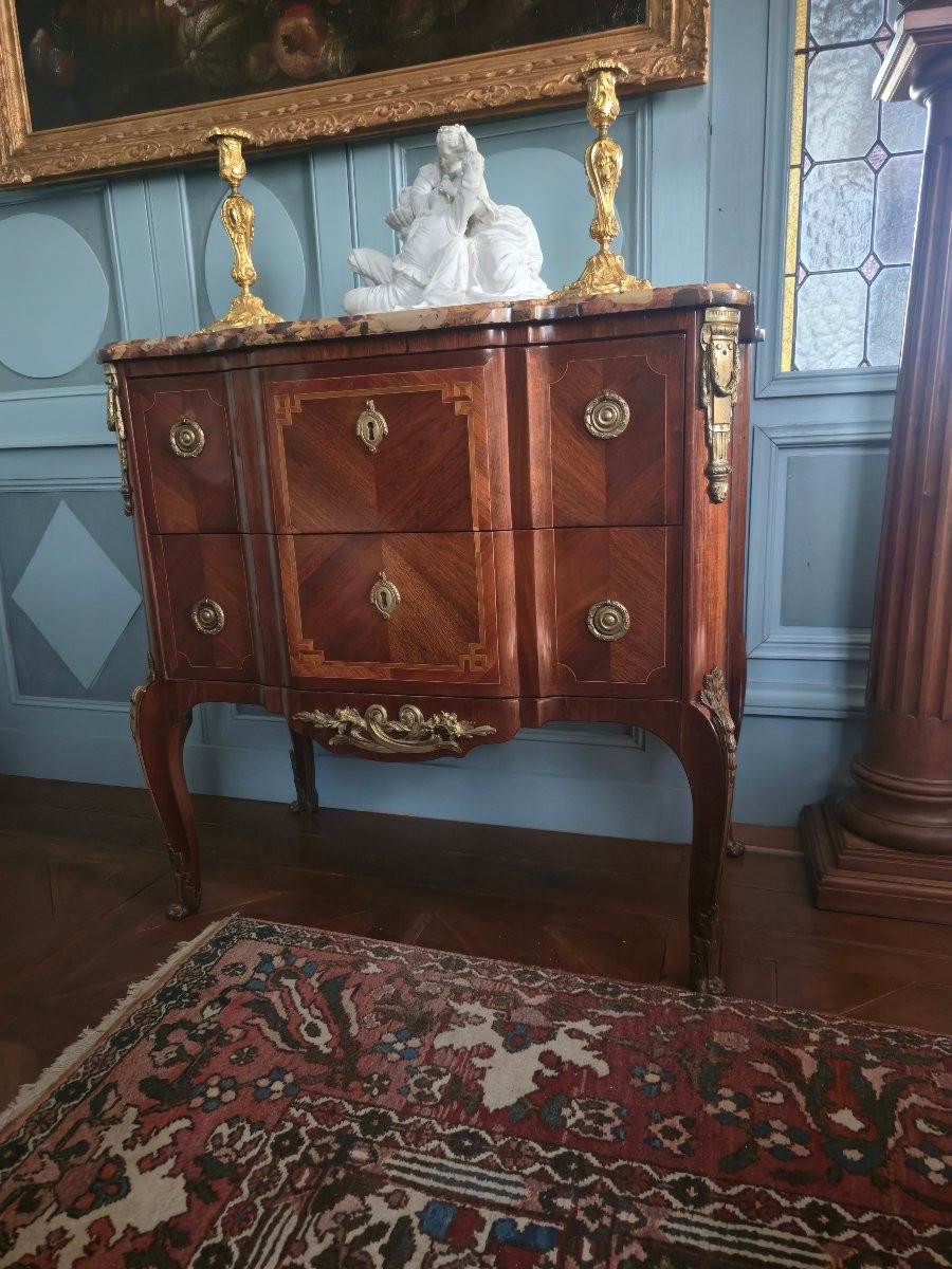 Commode d’entre-deux à la grecque d’époque Louis XV estampillée Montigny. -photo-2