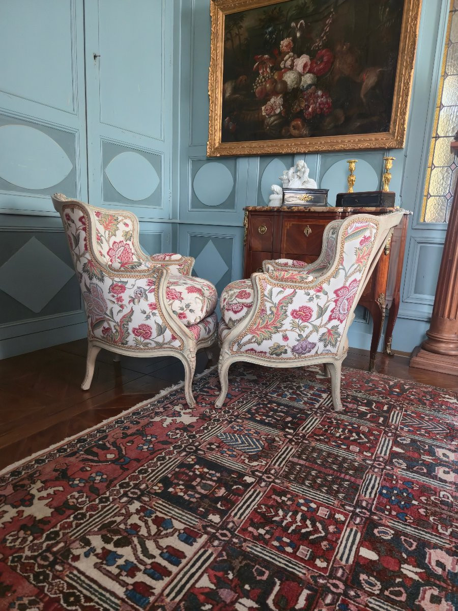 Pair Of Cabriolet Bergères In The Louis XV Style.  -photo-4