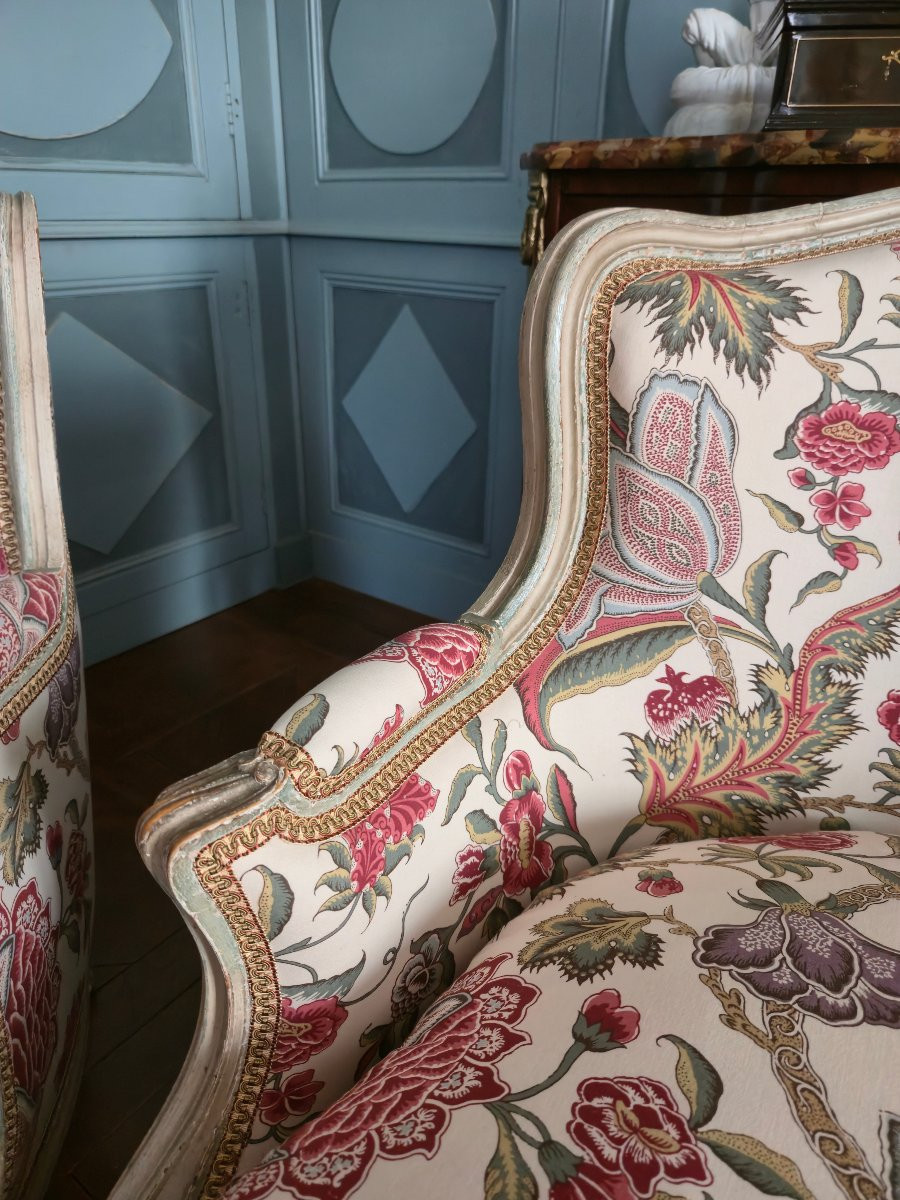 Pair Of Cabriolet Bergères In The Louis XV Style.  -photo-6