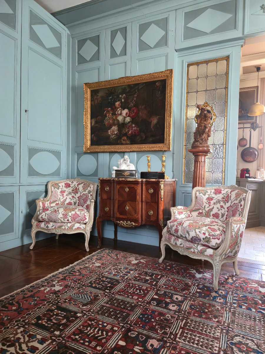 Pair Of Cabriolet Bergères In The Louis XV Style.  -photo-8