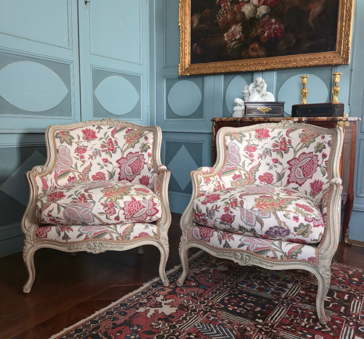 Pair Of Cabriolet Bergères In The Louis XV Style.  
