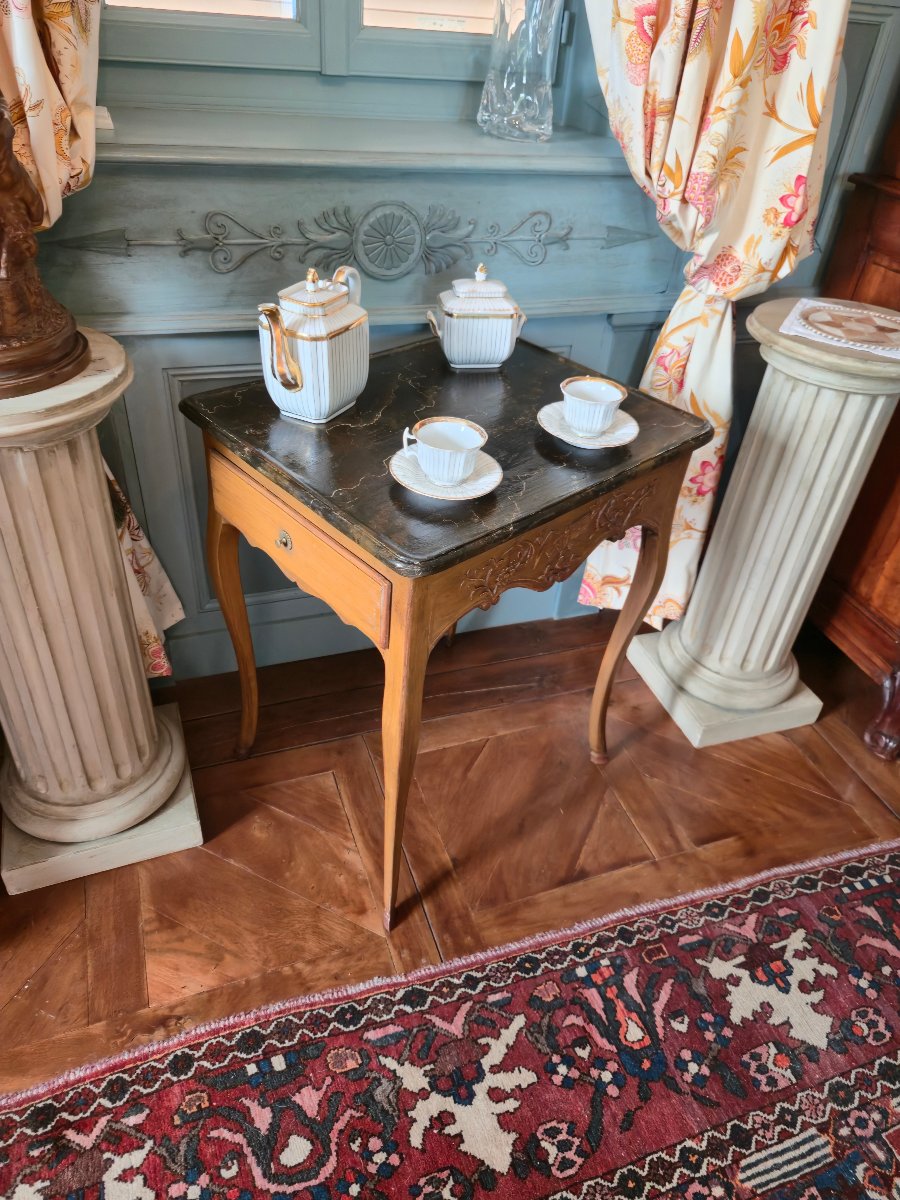 Louis XV Style Cabaret Table With Country Trophies, 19th Century.   -photo-4