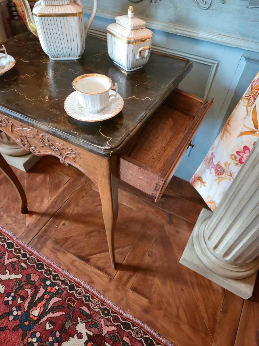 Louis XV Style Cabaret Table With Country Trophies, 19th Century.   -photo-8
