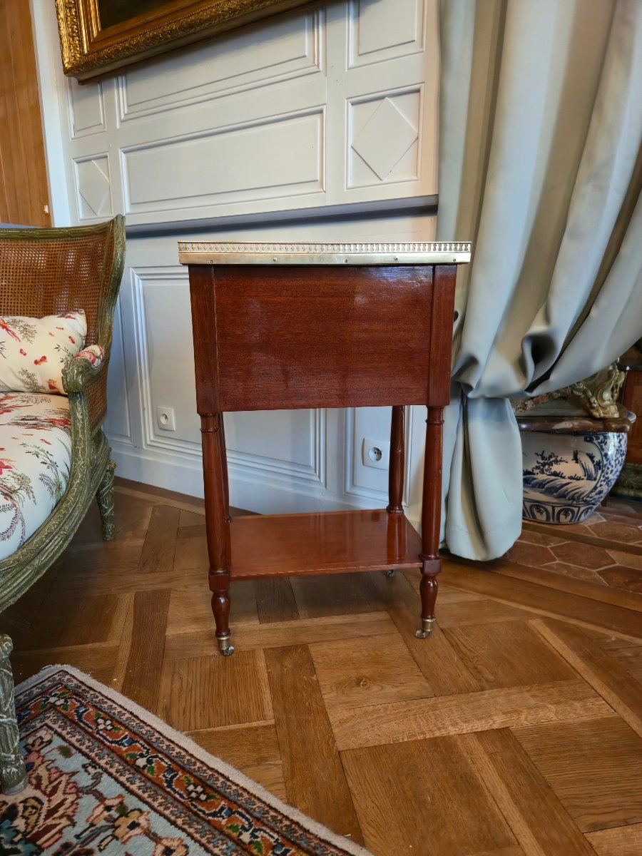 A Chiffonier Table Made Of Solid Mahogany And Mahogany Veneer, Dating From The Directoire Period.-photo-1
