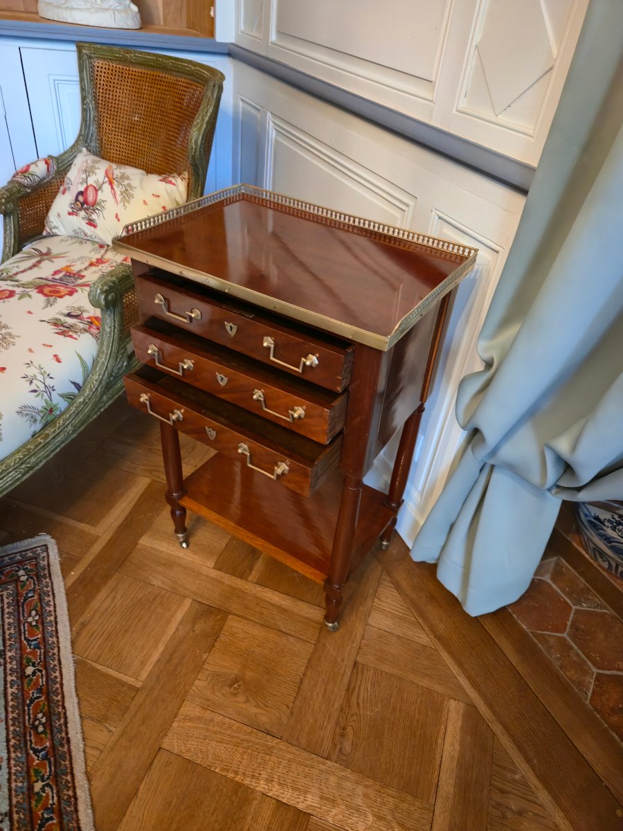 A Chiffonier Table Made Of Solid Mahogany And Mahogany Veneer, Dating From The Directoire Period.-photo-8