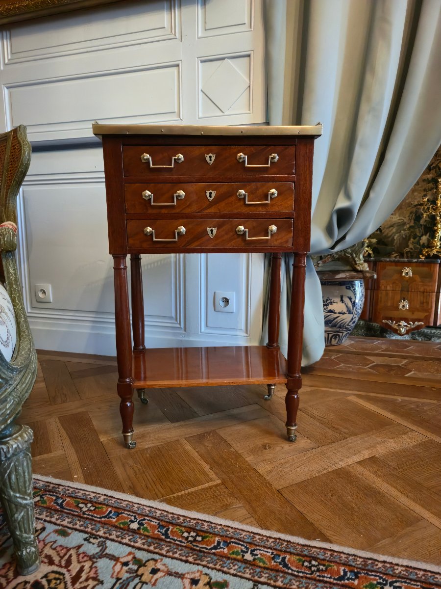 A Chiffonier Table Made Of Solid Mahogany And Mahogany Veneer, Dating From The Directoire Period.
