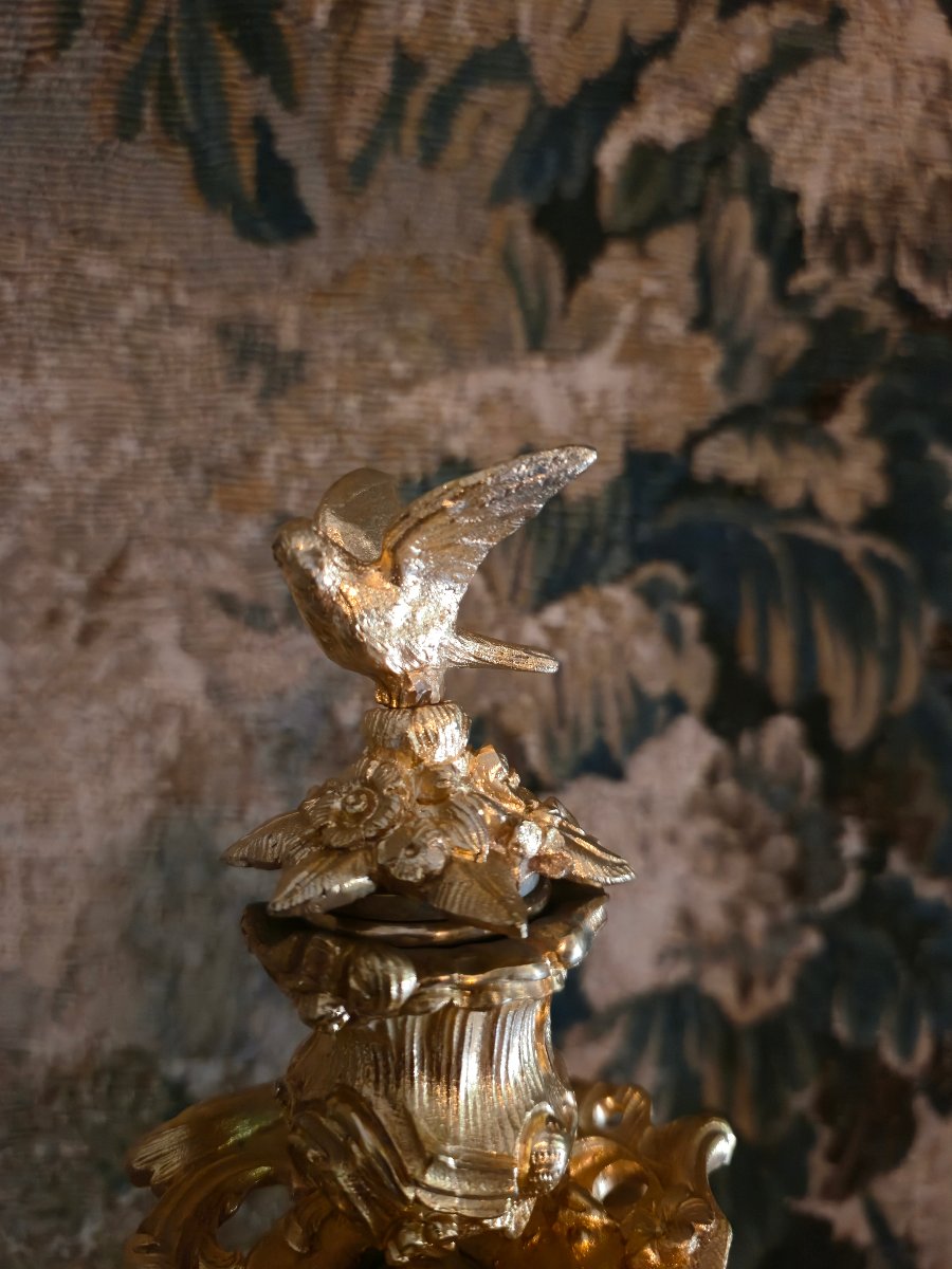Pair Of Gilded Bronze Candelabra Featuring Bacchus Children, From The Napoleon III Period.-photo-3