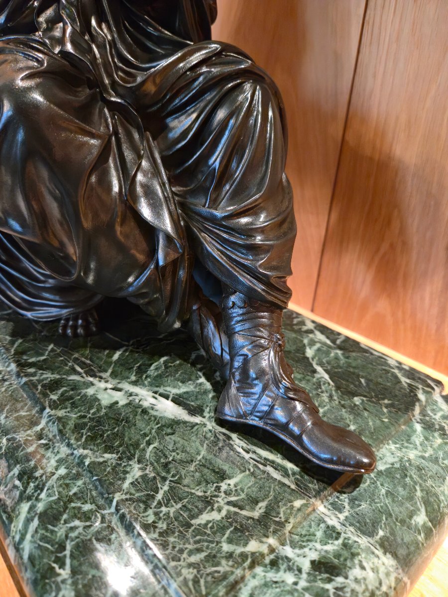 Pythagoras, Bronze With A Brown Patina, Signed By Jacques Antoine Théodore Coinchon (1814–1881).  -photo-2
