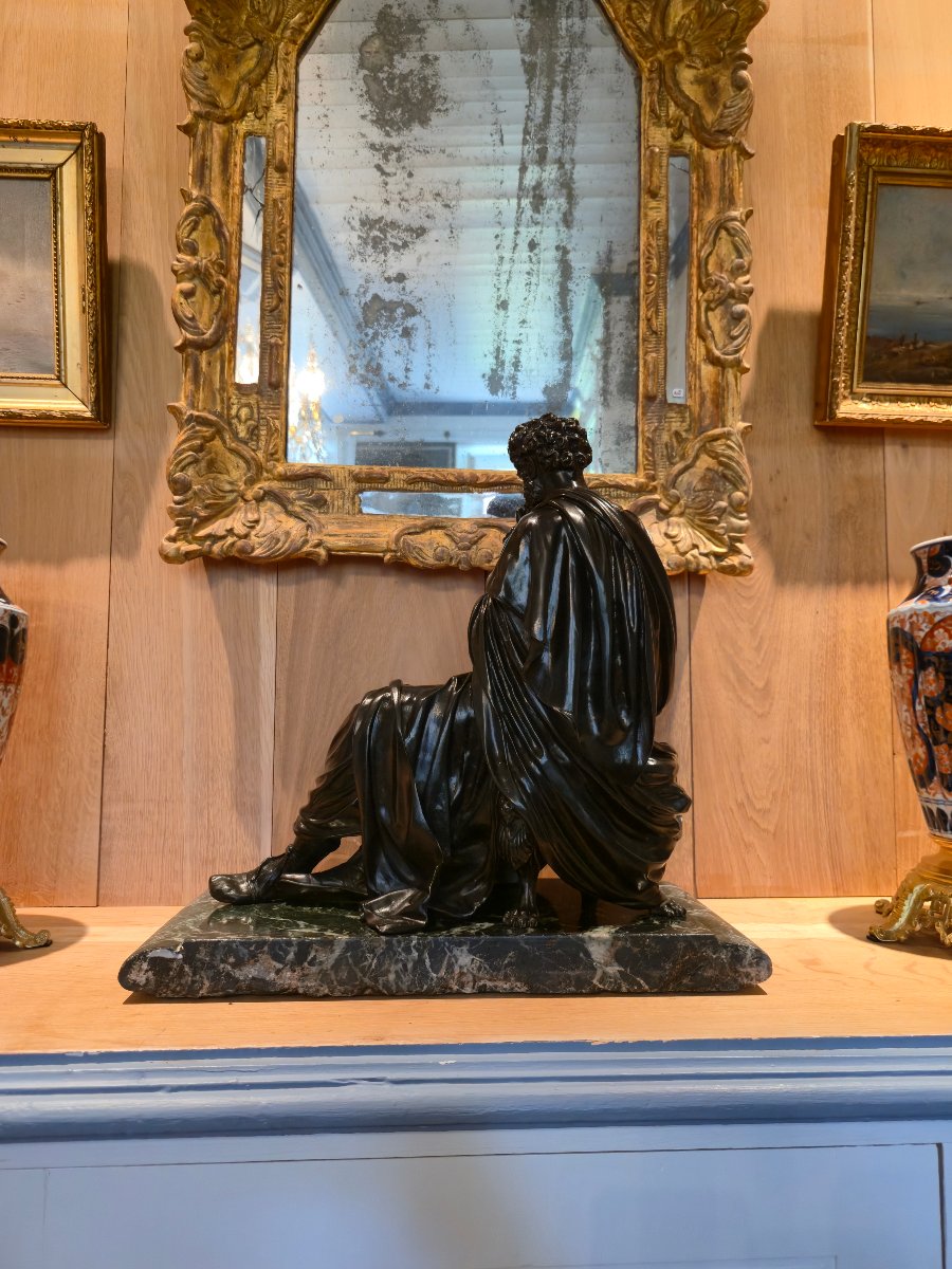 Pythagoras, Bronze With A Brown Patina, Signed By Jacques Antoine Théodore Coinchon (1814–1881).  -photo-3