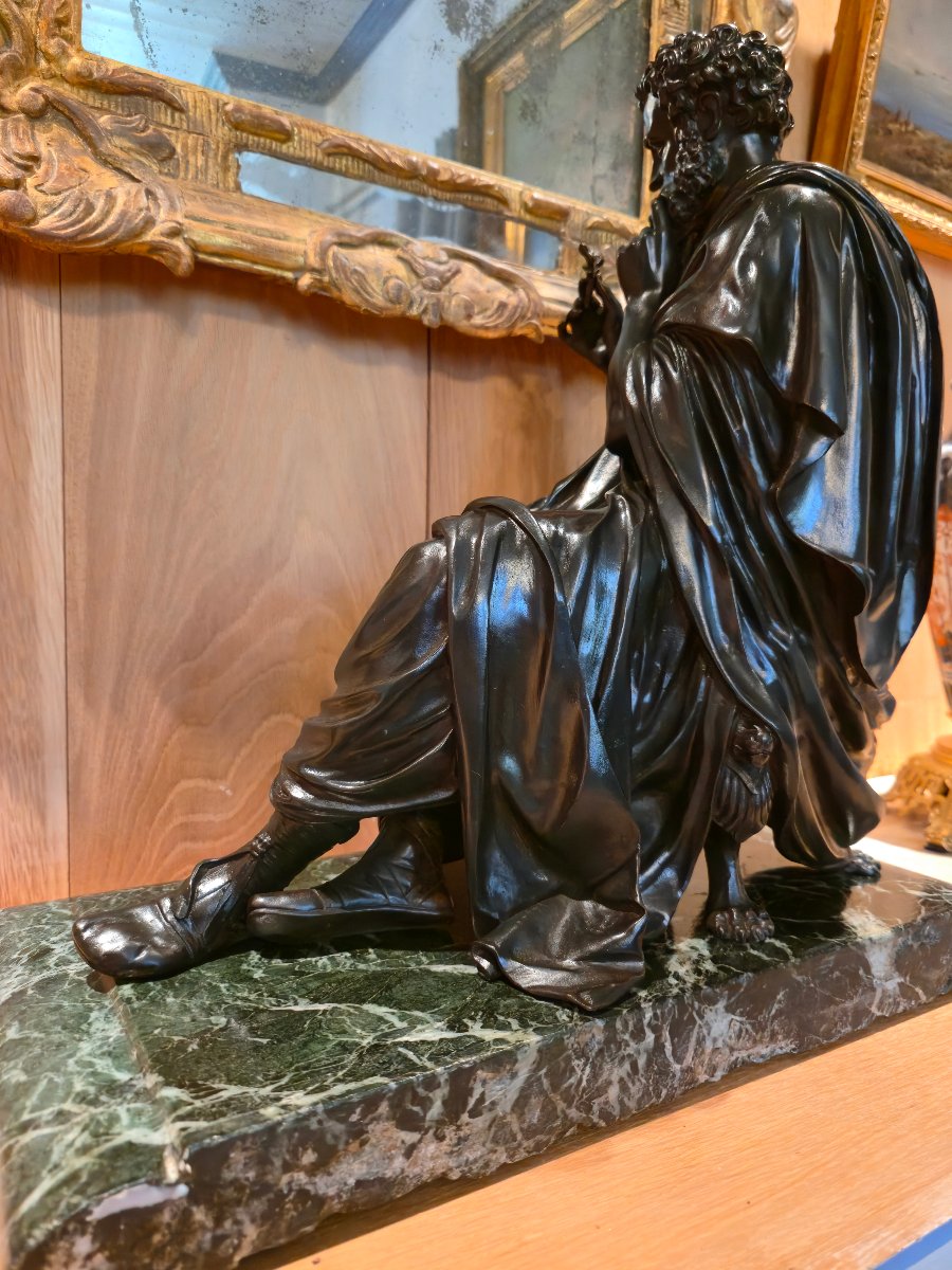 Pythagoras, Bronze With A Brown Patina, Signed By Jacques Antoine Théodore Coinchon (1814–1881).  -photo-4