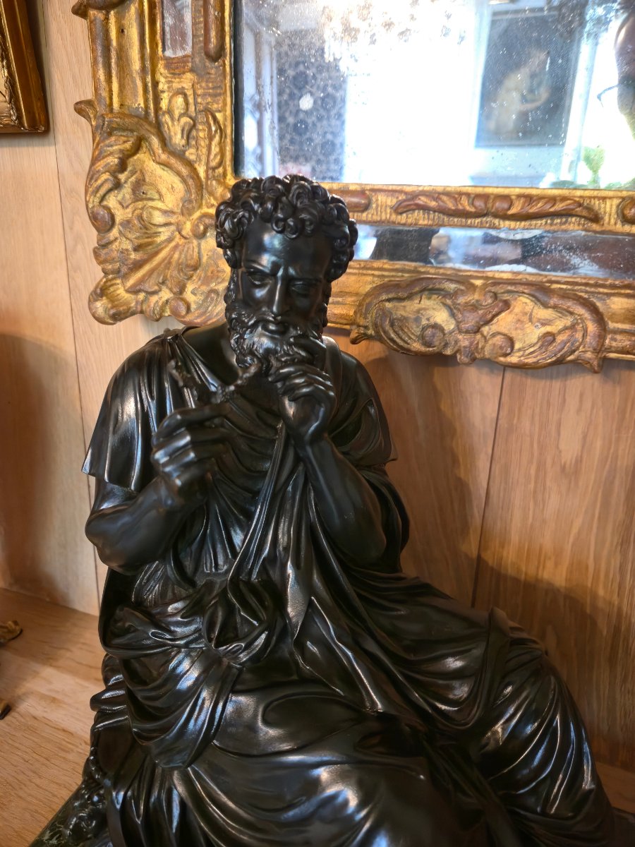 Pythagoras, Bronze With A Brown Patina, Signed By Jacques Antoine Théodore Coinchon (1814–1881).  -photo-6
