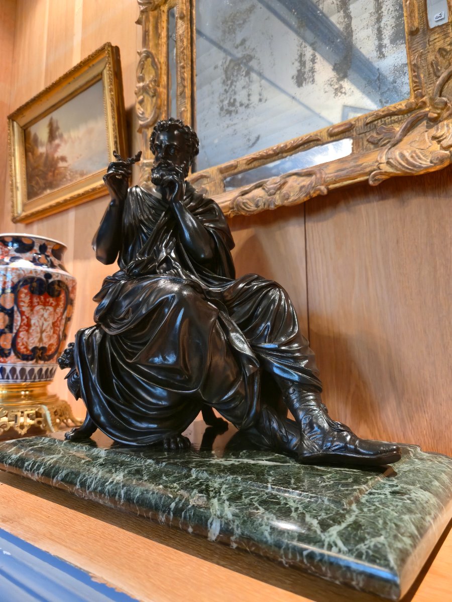 Pythagoras, Bronze With A Brown Patina, Signed By Jacques Antoine Théodore Coinchon (1814–1881).  