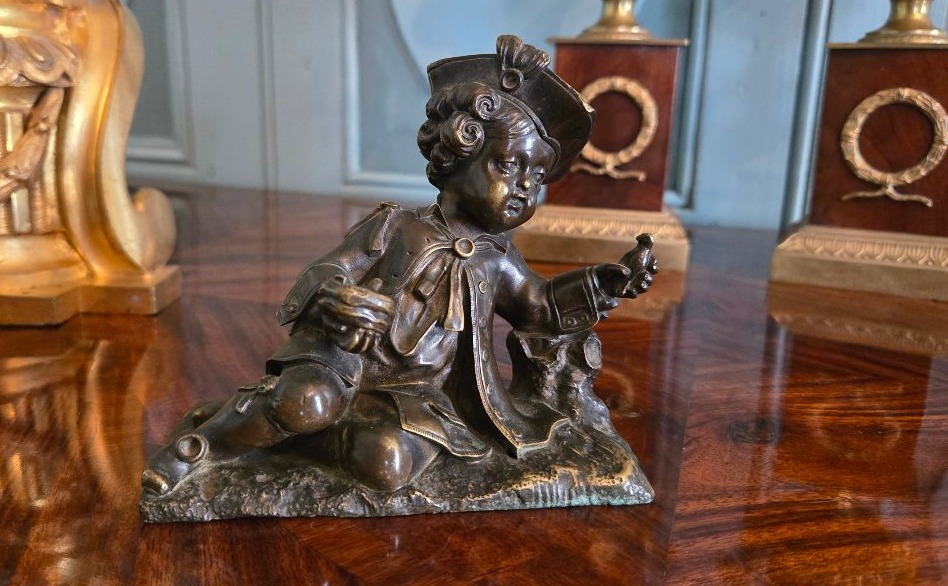 Jeune page à l'oiseau – Bronze du XIXe siècle