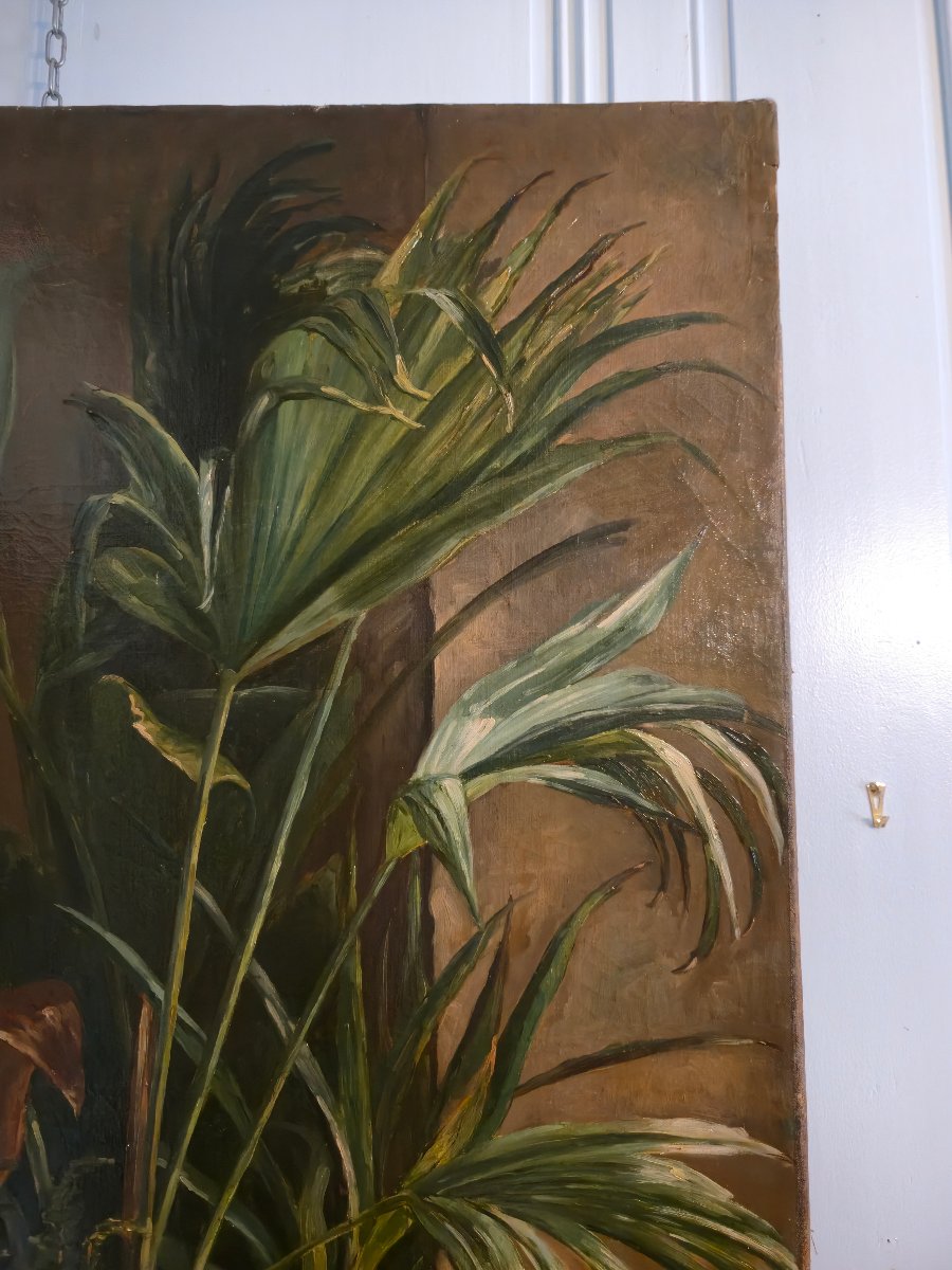 Winter Garden – Large Naturalistic Painting, Signed And Dated 1881.  -photo-3