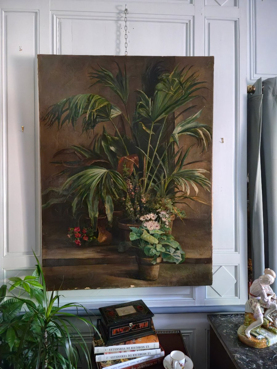 Winter Garden – Large Naturalistic Painting, Signed And Dated 1881.  