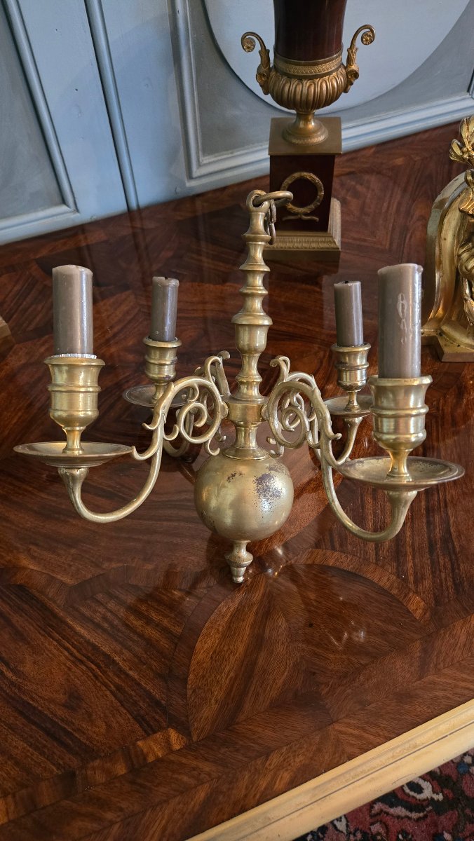 Small Four-light Bronze Alcove Chandelier, Early 19th Century -photo-2