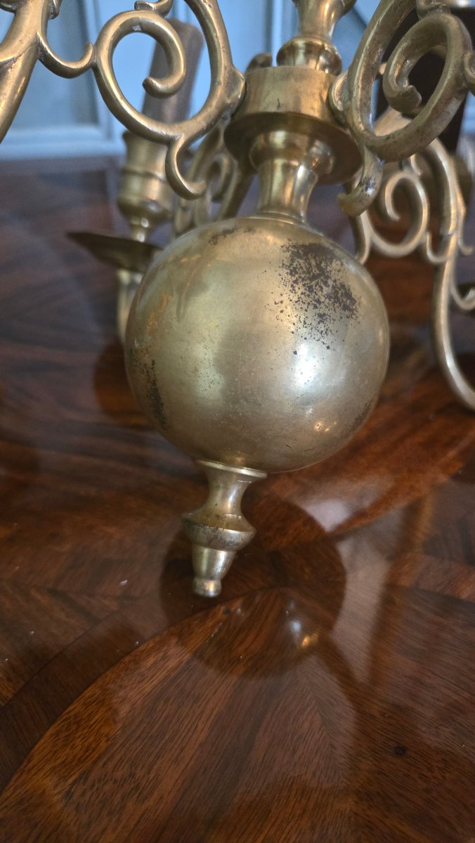 Small Four-light Bronze Alcove Chandelier, Early 19th Century -photo-3