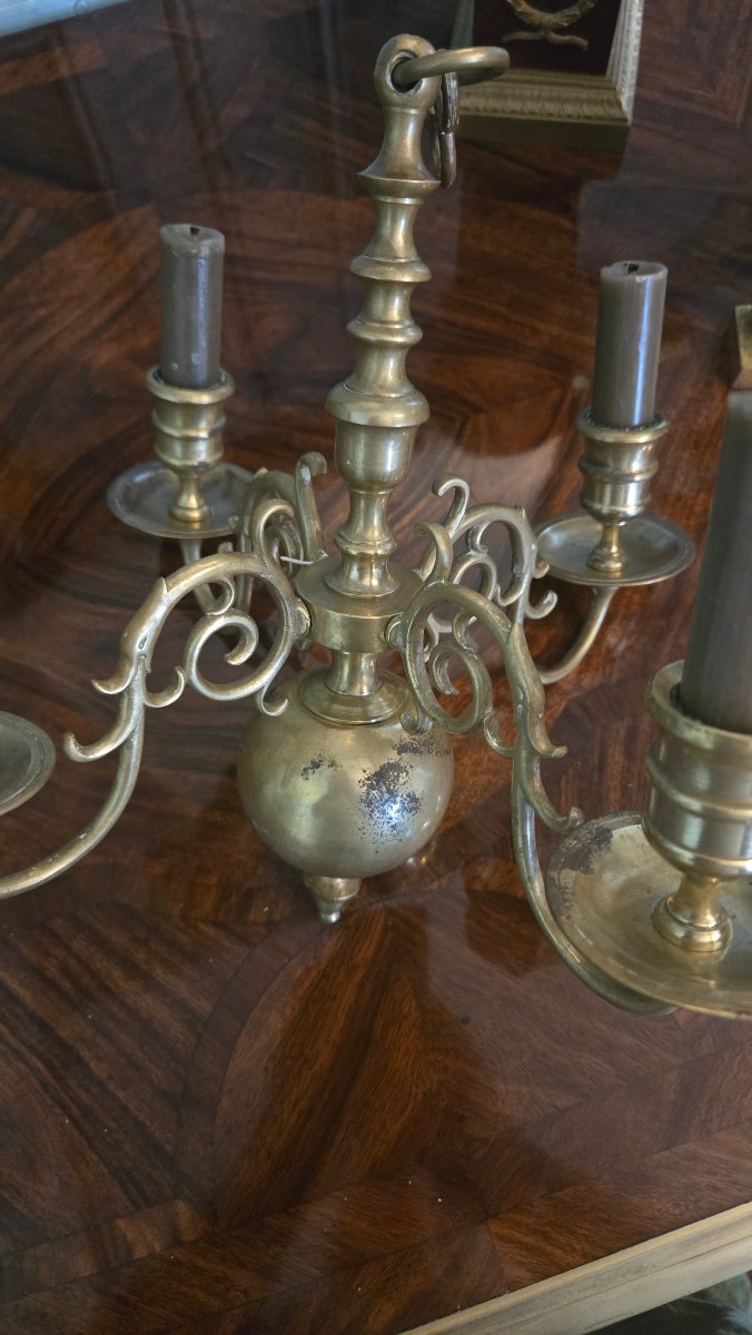 Small Four-light Bronze Alcove Chandelier, Early 19th Century -photo-1