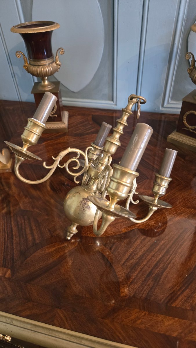 Small Four-light Bronze Alcove Chandelier, Early 19th Century 