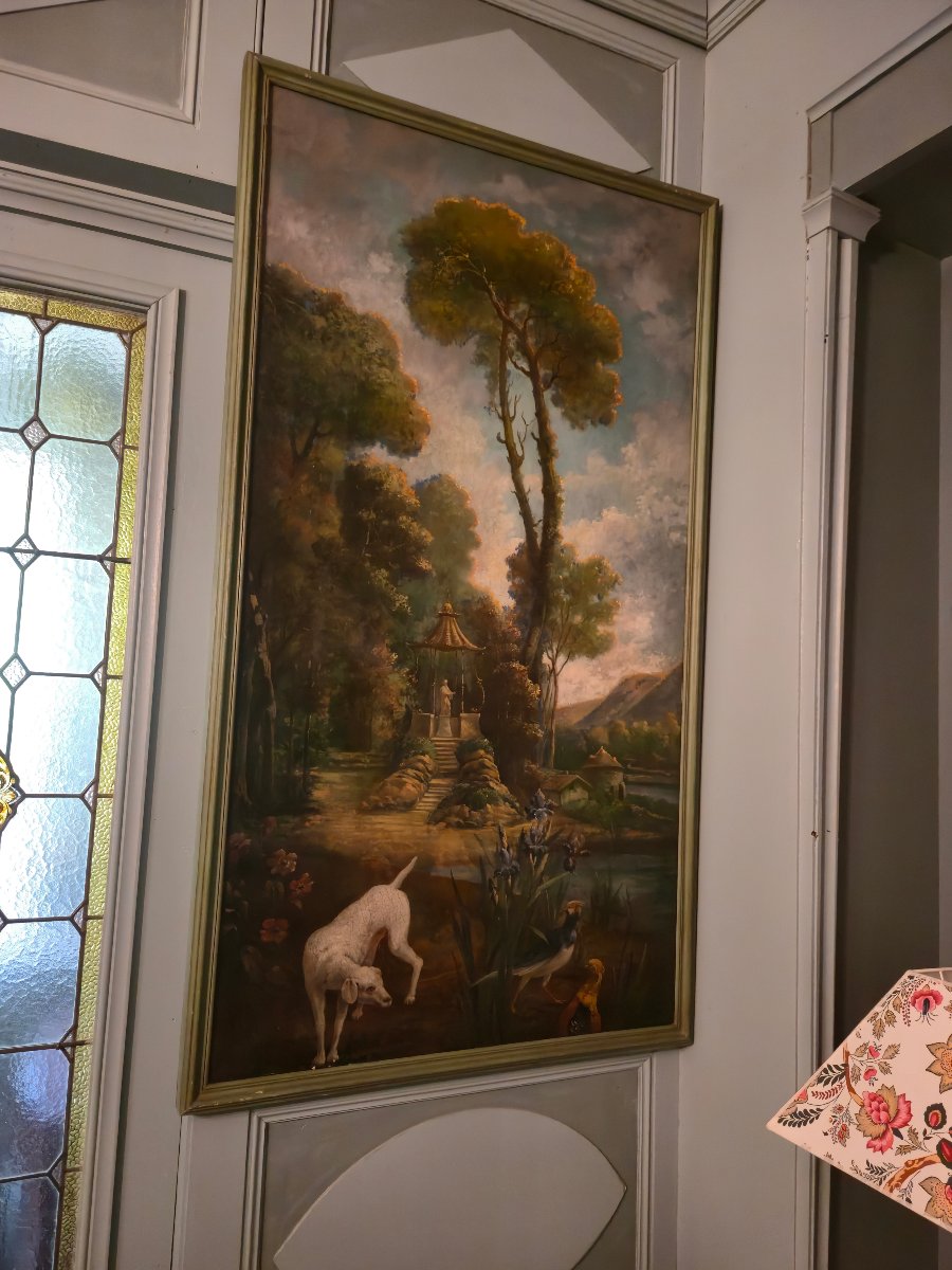 A Large Decorative Panel Depicting A Fantasy Landscape In The Style Of Christophe Huet.-photo-5