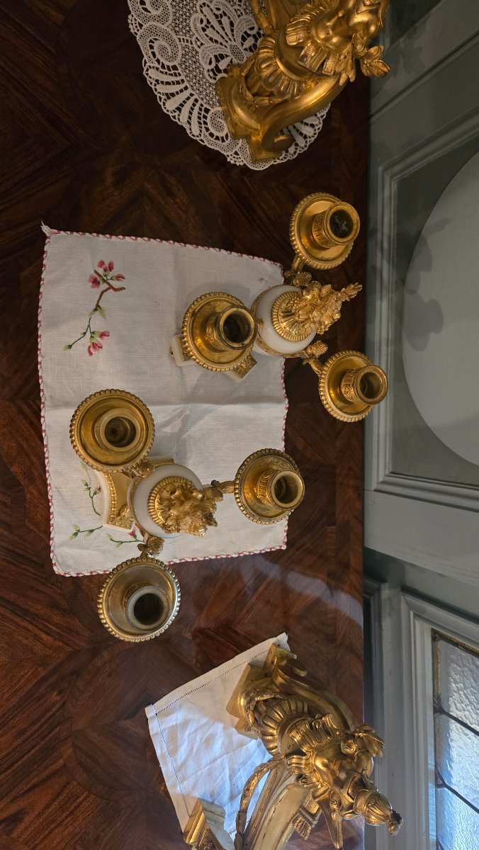 Paire de candélabres en forme d'athéniennes de style Louis XVI, seconde moitié du XIXe siècle. -photo-5