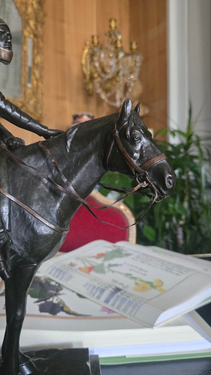 August Von Strantz – Knight On Horseback With A Lance, Bronze, Circa 1900.  -photo-2