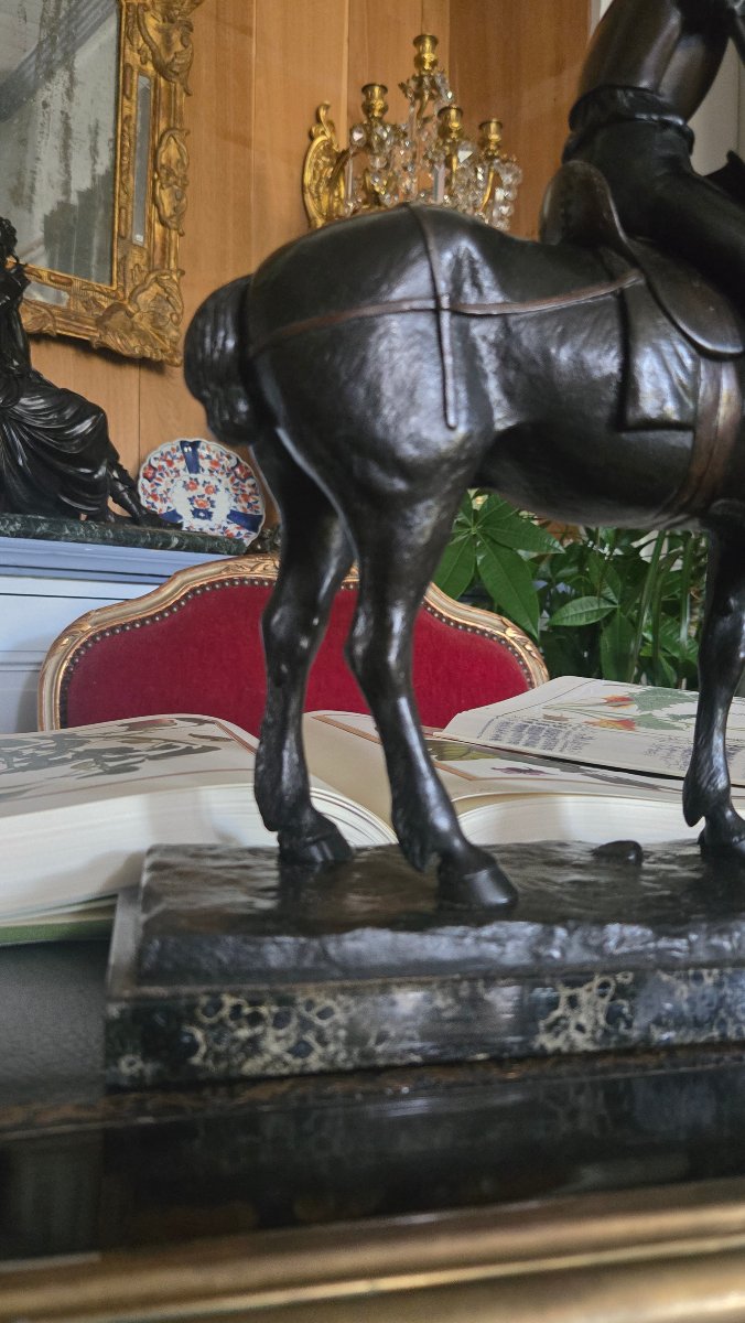 August Von Strantz – Knight On Horseback With A Lance, Bronze, Circa 1900.  -photo-3