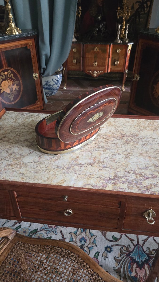 Napoleon III-style Box Made Of Precious Wood Marquetry, Signed By Coignard.   -photo-6
