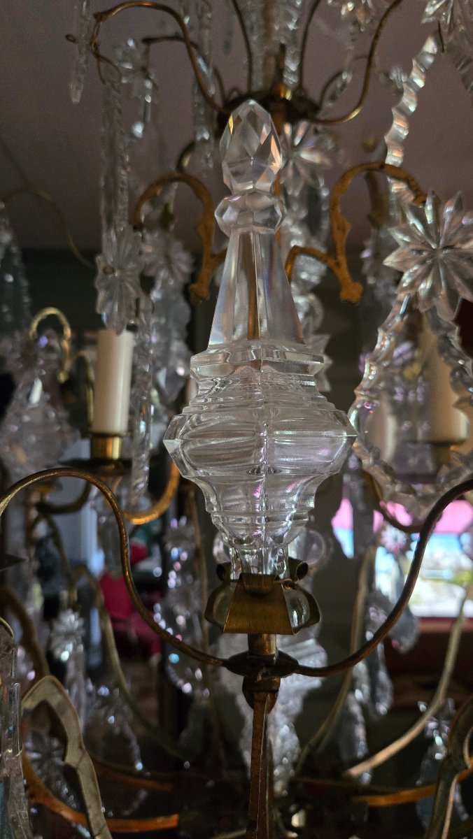 Bronze Cage Chandelier With Pendants And Daggers, Early 19th Century.-photo-4