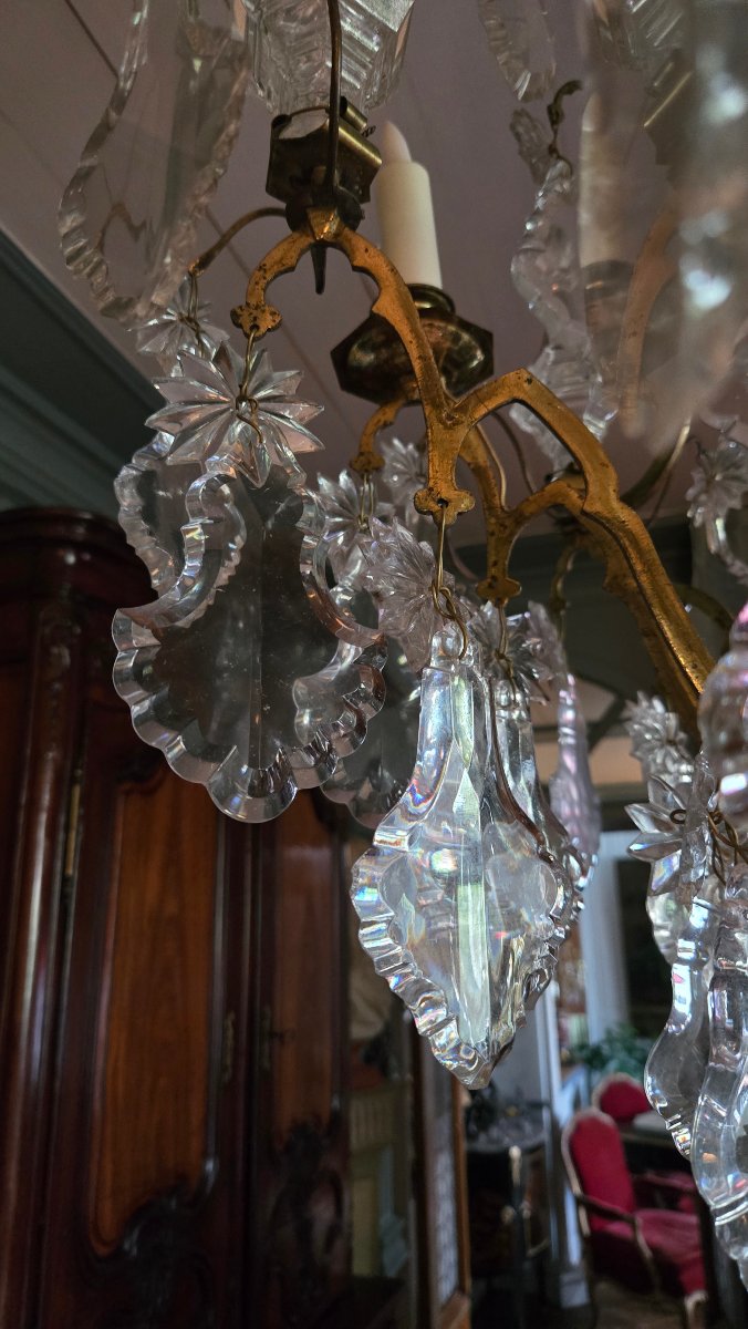 Bronze Cage Chandelier With Pendants And Daggers, Early 19th Century.-photo-1