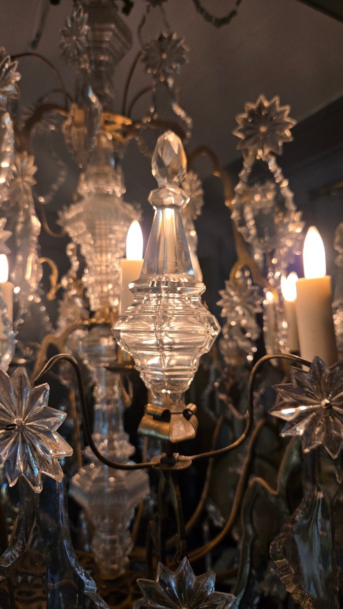 Bronze Cage Chandelier With Pendants And Daggers, Early 19th Century.-photo-5