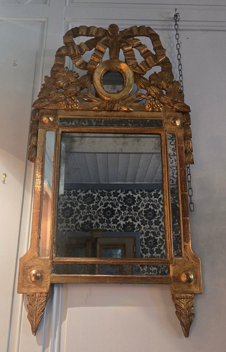 Mirror With Louis XVI-style Glazing Beads, Made In Provence.  -photo-2