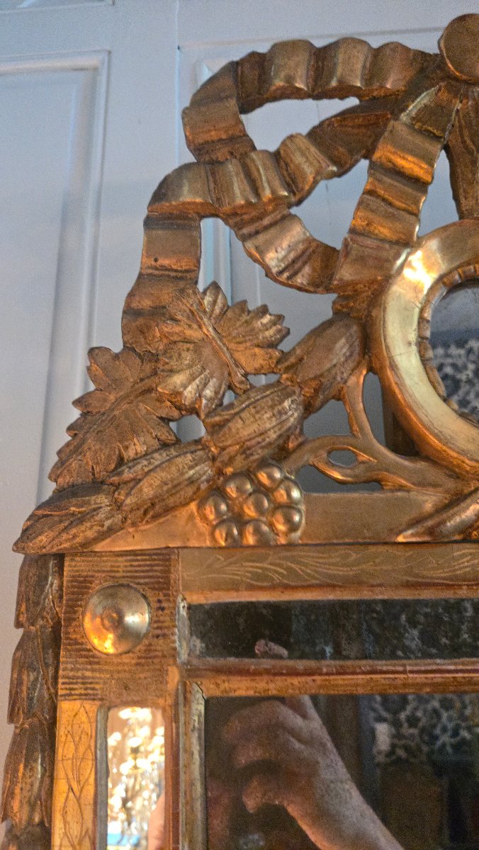 Mirror With Louis XVI-style Glazing Beads, Made In Provence.  -photo-3