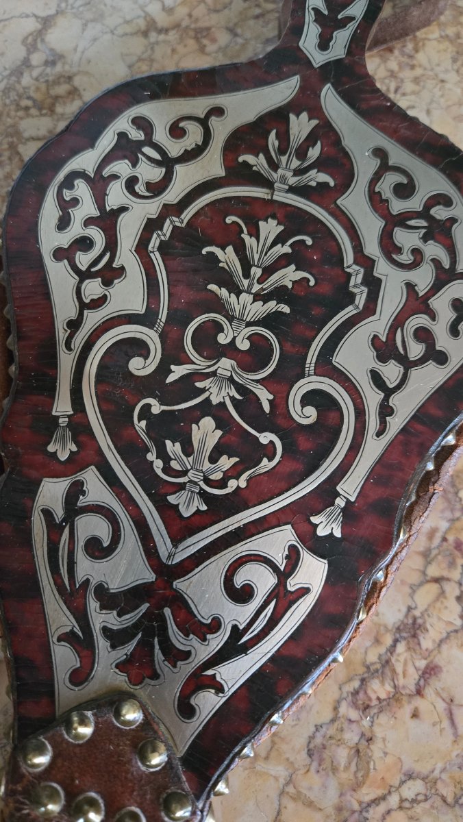 Soufflet de cheminée en marqueterie Boulle, seconde moitié du XIXᵉ siècle.  -photo-2