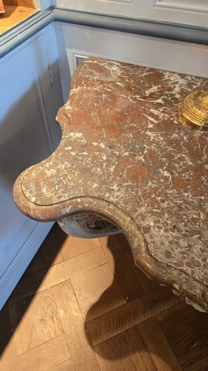 Grande console d'applique d'époque Louis XV en chêne sculpté.  -photo-5