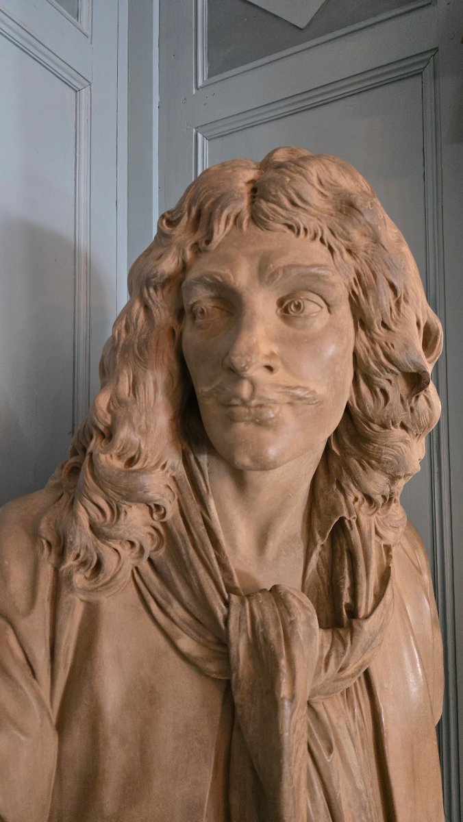 Molière, grand buste d'après le modèle créé par Jean-Antoine Houdon.  -photo-2