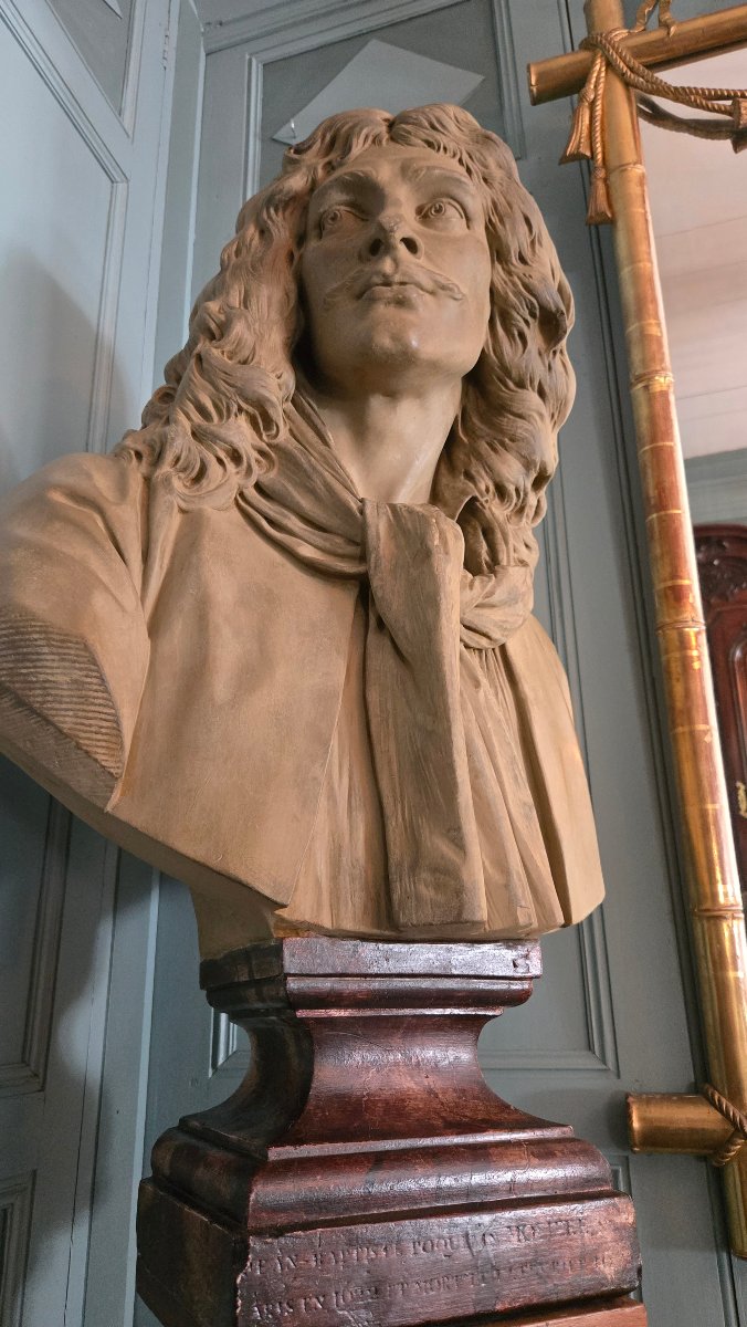 Molière, grand buste d'après le modèle créé par Jean-Antoine Houdon.  -photo-7