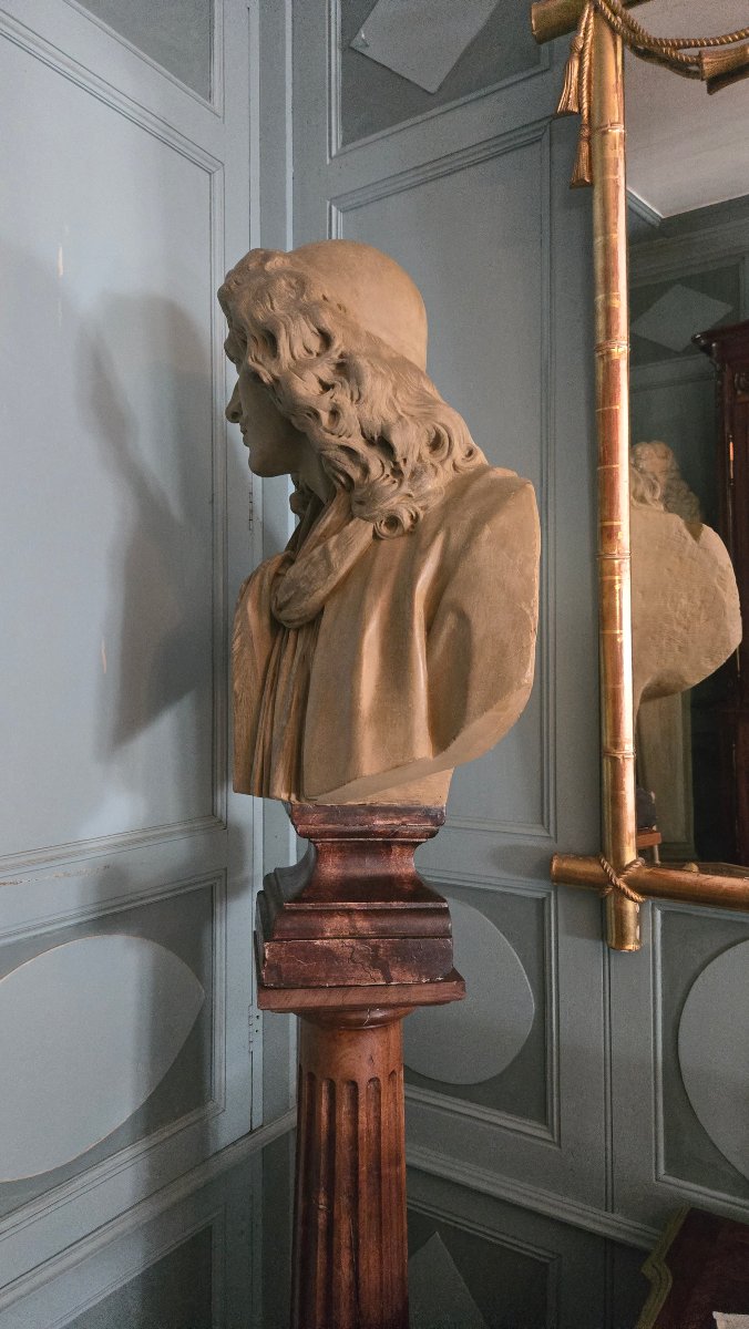 Molière, grand buste d'après le modèle créé par Jean-Antoine Houdon.  -photo-4