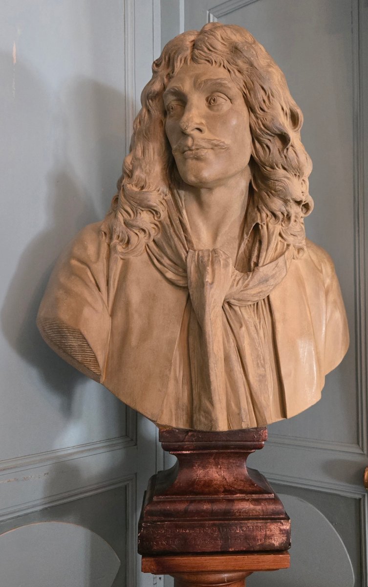 Molière, grand buste d'après le modèle créé par Jean-Antoine Houdon.  