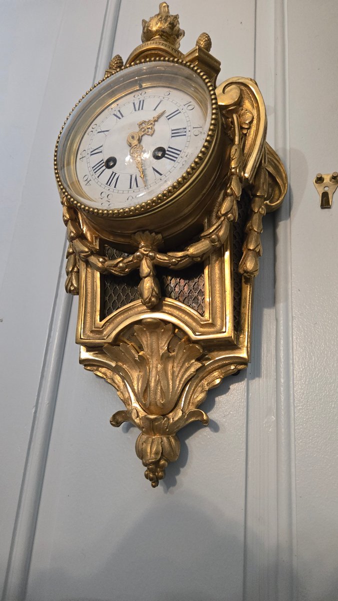 Louis XVI-style Gilded Bronze Alcove Clock, L. Marti & Cie Movement, Late 19th Century-photo-4