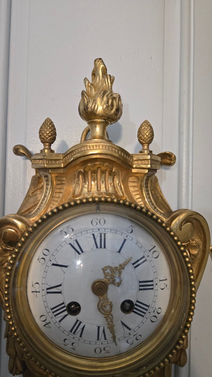 Louis XVI-style Gilded Bronze Alcove Clock, L. Marti & Cie Movement, Late 19th Century-photo-1