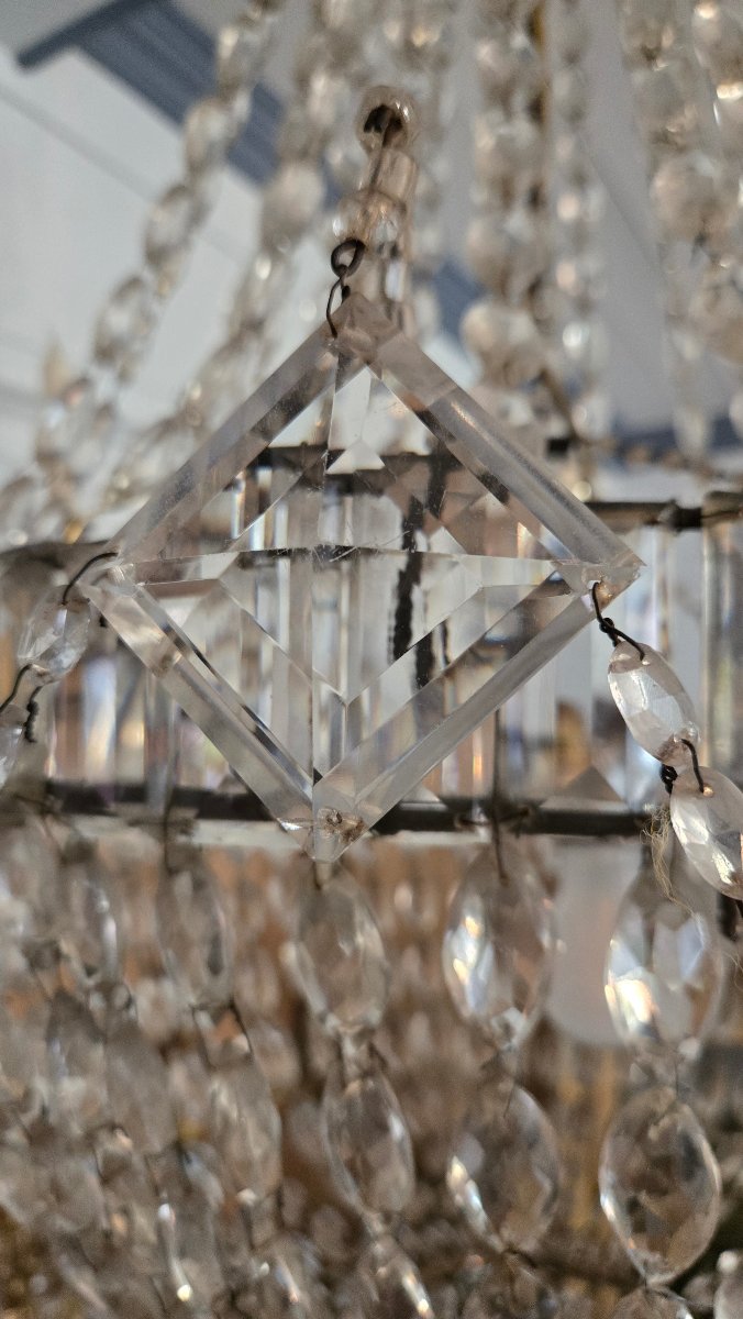 LUSTRE  CORBEILLE DE FORME MONTGOLFIÈRE, fin du XVIIIe siècle.  -photo-6